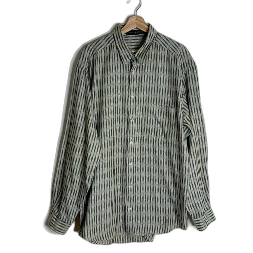 Jhane Barnes Men's Button Down Shirt Textured Geometric cotton 1XLT
